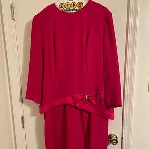 Vintage Diane Roberts 16H Fushia Pink One Piece Party Dress